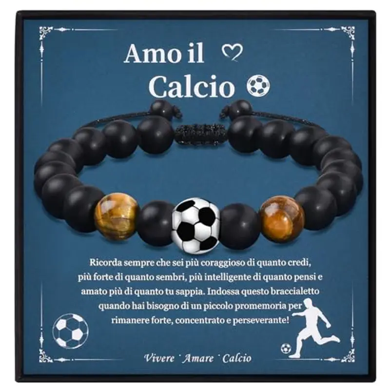 VGWON Regali Braccialetto di Calcio per Ragazzi, Regali di Compleanno e Natale per Ragazzo, Regalo per Figli, Nipoti e Fratelli