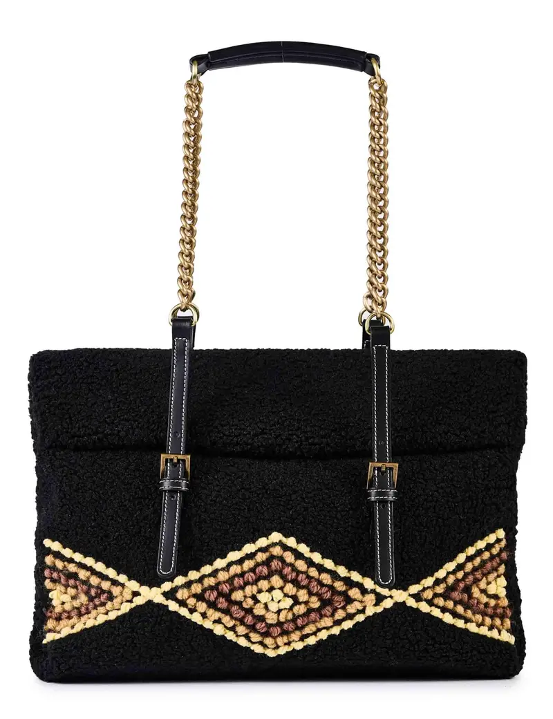 Via Mail Bag Borse in eco fur testa di moro con doppi manici Donna AMANDA U04