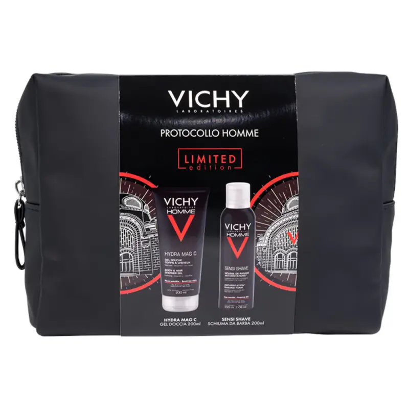 Vichy Pochette Regalo Uomo Hydra Mag C Gel Doccia + Sensi Shave Schiuma da Barba - Cofanetti Viso e Corpo