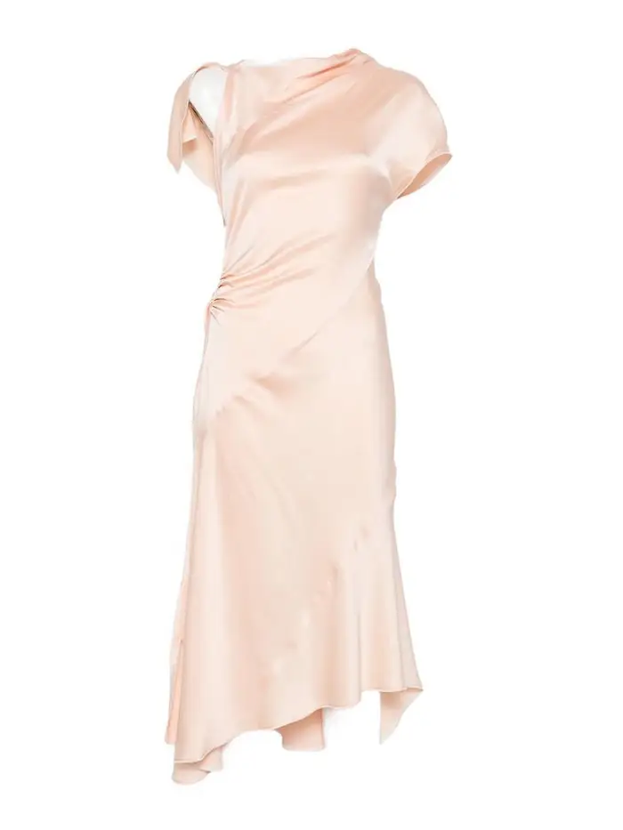 Victoria Beckham Abito midi in satin rosa chiaro