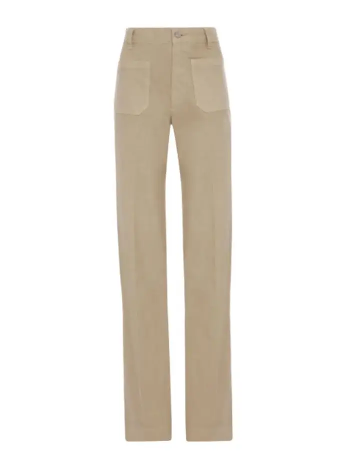 Victoria Beckham Jeans in cotone beige con tasche Grigio