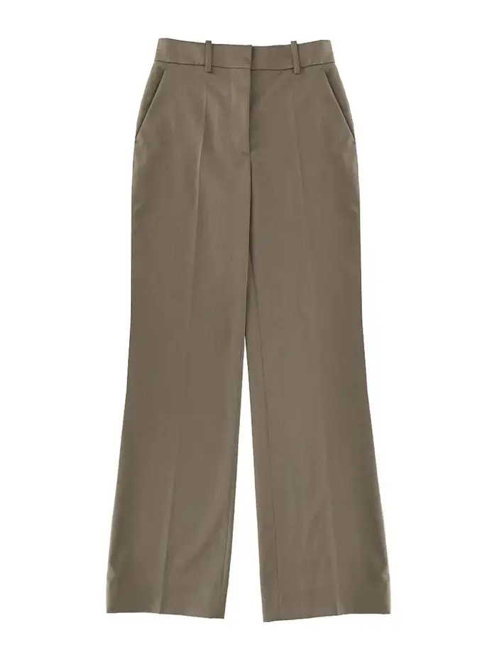 Victoria Beckham Pantaloni sartoriali a gamba dritta Tortora