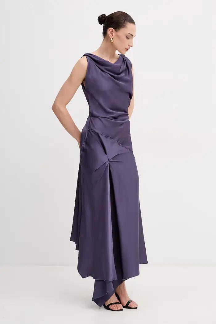 Victoria Beckham vestito drappeggiato con viscosa Violetto