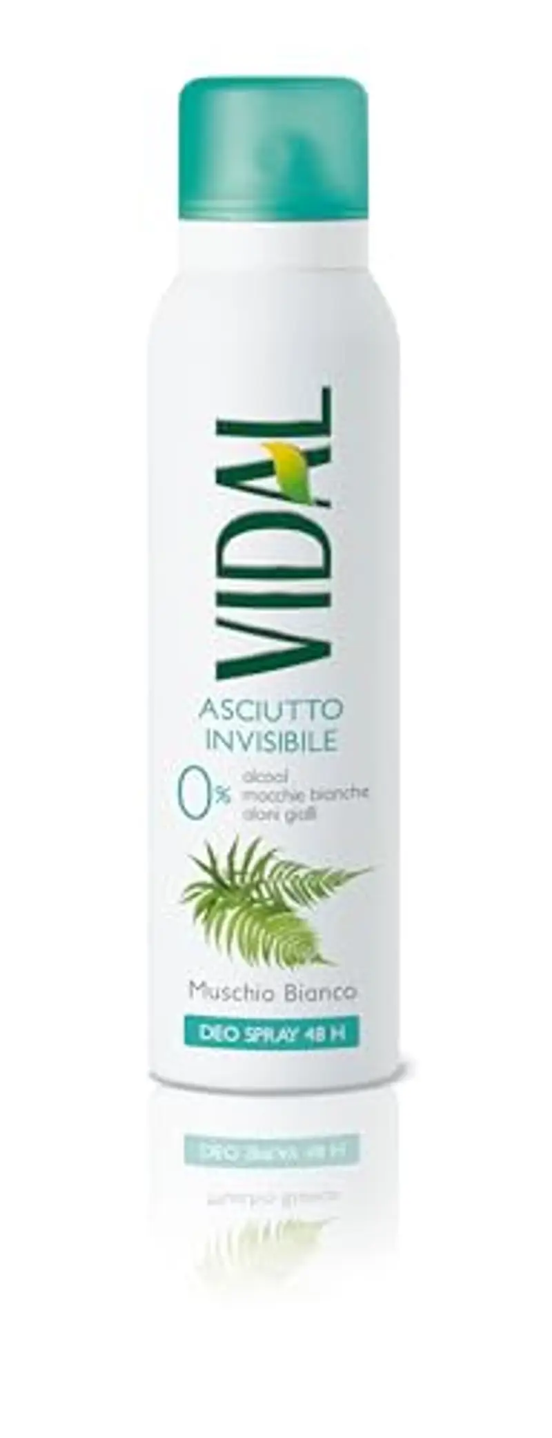 Vidal Deodorante Spray Asciutto Invisibile, Senza Alcool, Effetto Asciutto fino a 48h, Fragranza Muschio Bianco, 150ml