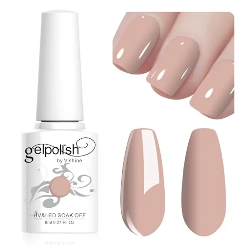 Vishine Gel Nail Polish, 1Pcs 8ml Skin Color Gel Polish Soak Off UV LED Gel Nail Art DIY Gel Nail Manicure for Girls