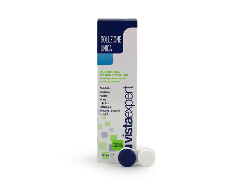 VistaExpert Soluzione Unica 550 ML con contenitore per lenti a contatto Liquidi