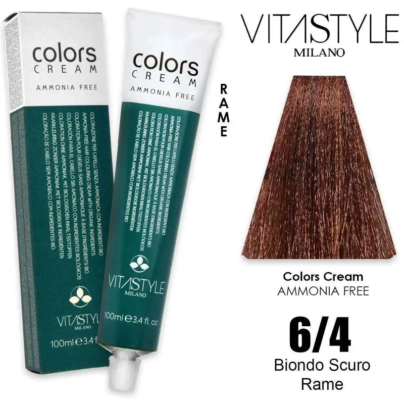 Vitastyle Tinta capelli in crema senza ammoniaca 100 ml 6.4