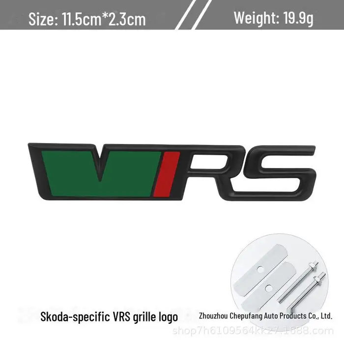 Compatibile con Volkswagen Skoda Octavia/Fabia RS Logo VRS Griglia/Parafango/Metallo Coda e Adesivo Carrozzeria