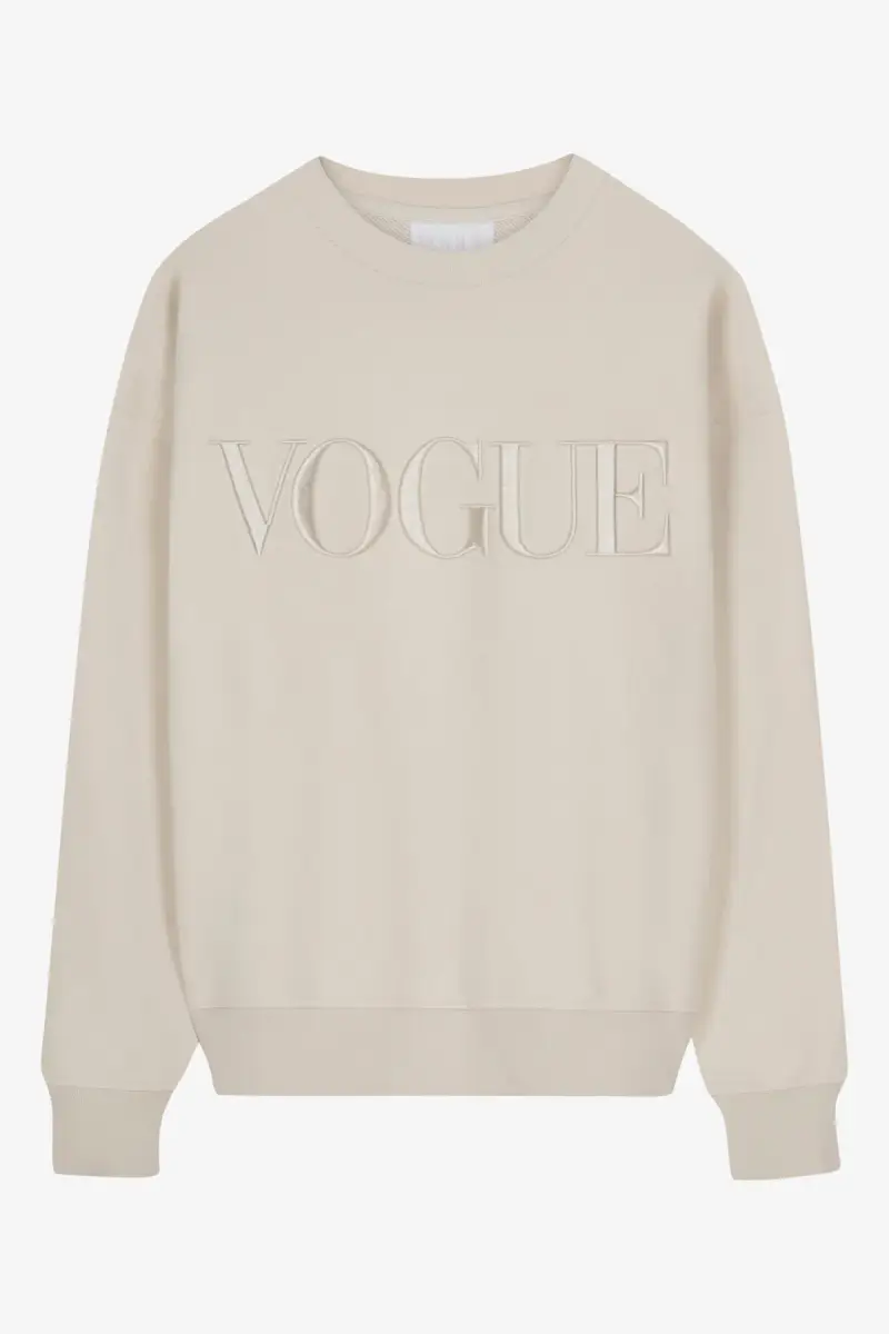 VOGUE Collection Felpa beige VOGUE Whites con logo ricamato
