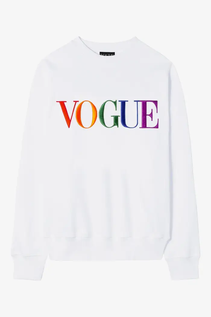VOGUE Collection Felpa bianca VOGUE con logo ricamato colorato White