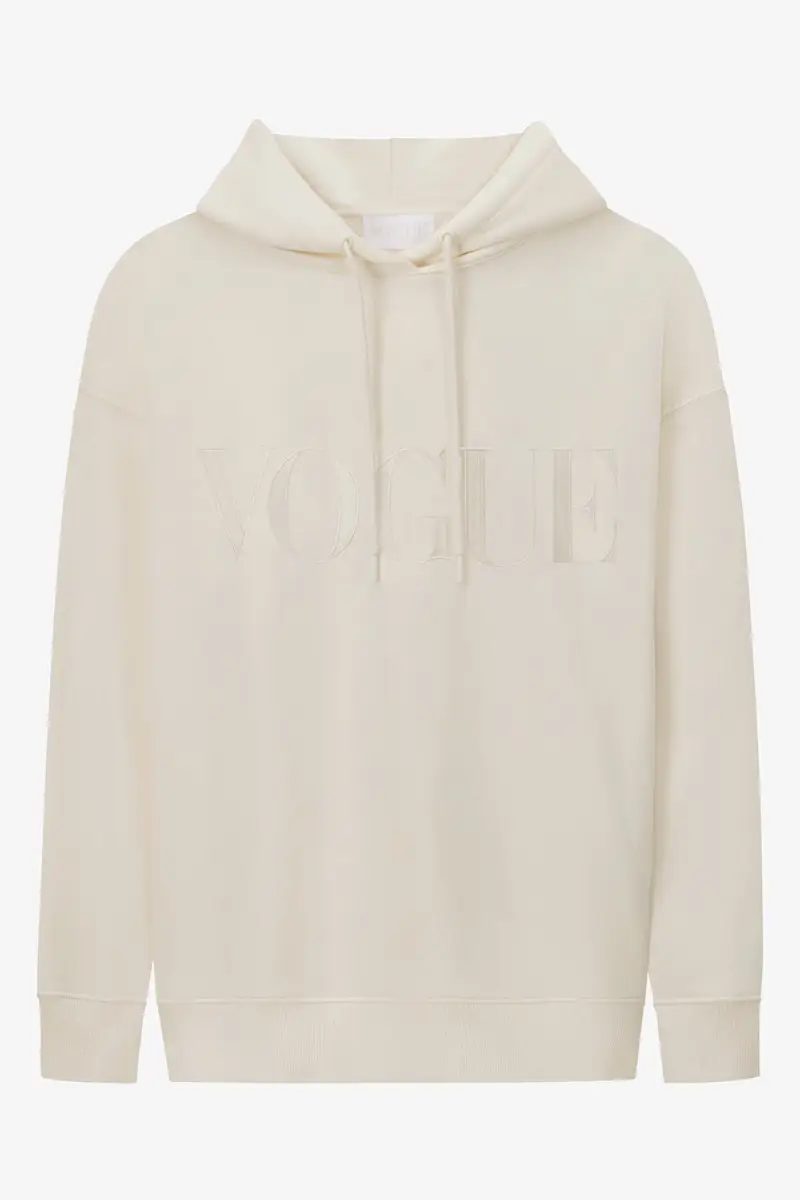 VOGUE Collection Felpa con cappuccio VOGUE crema con logo ricamato tono su tono Beige