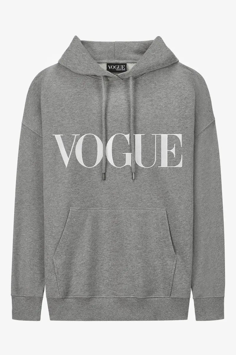 VOGUE Collection Felpa con cappuccio VOGUE grigia con logo ricamato Gray