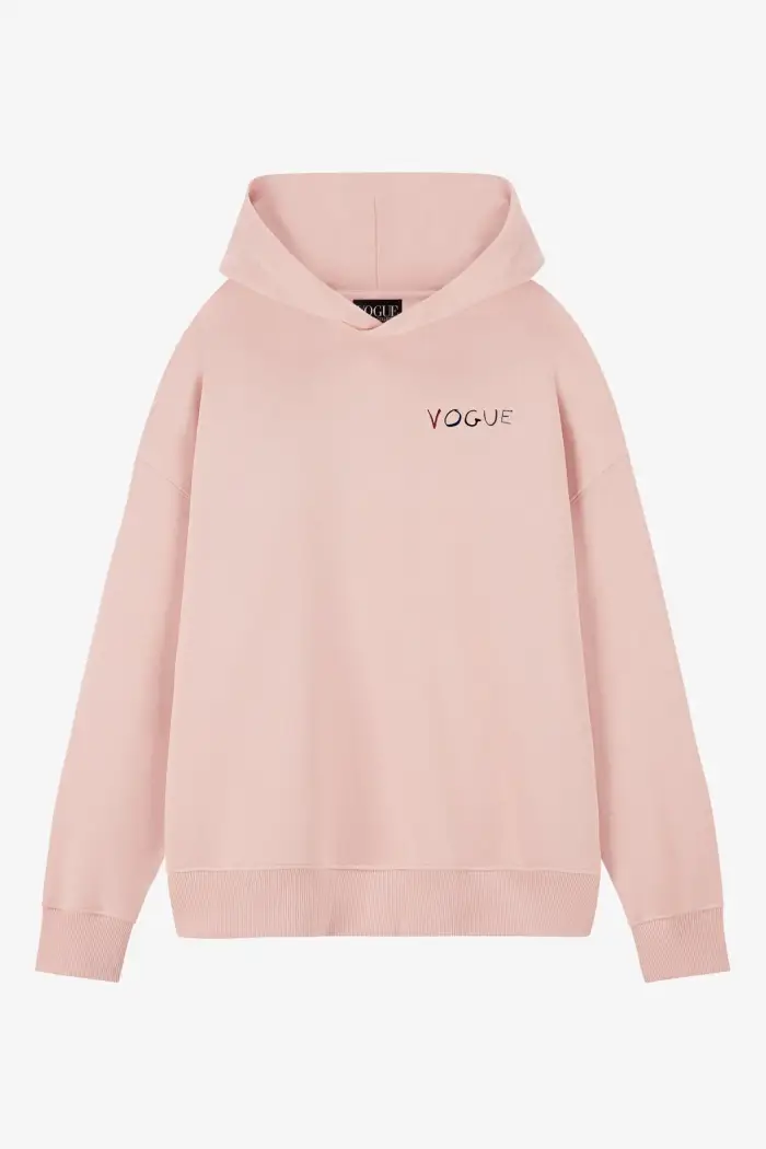 VOGUE Collection Felpa con cappuccio VOGUE Icons rosa chiaro con stampa della copertina sul retro Pink
