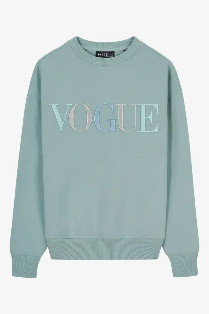 VOGUE Collection Felpa VOGUE azzurra con logo ricamato colorato Blue