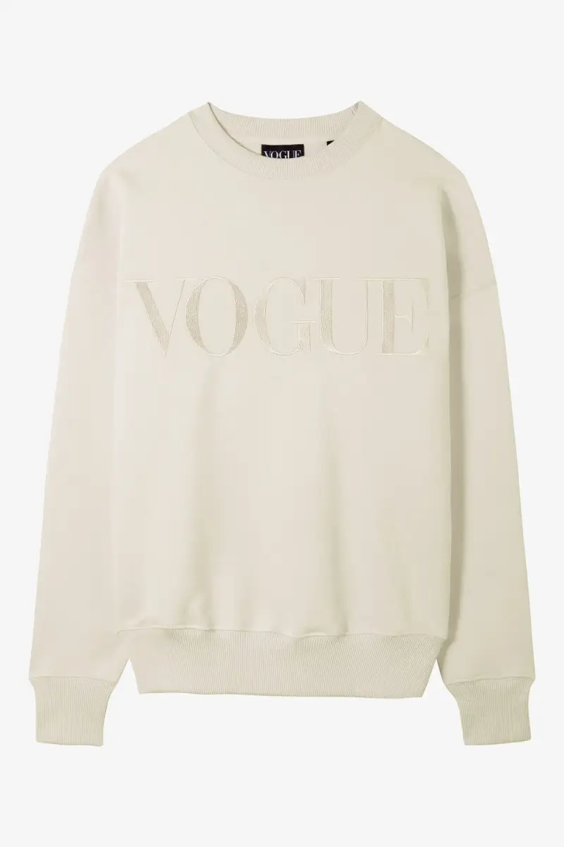 VOGUE Collection Felpa VOGUE bianco perla con logo ricamato Beige