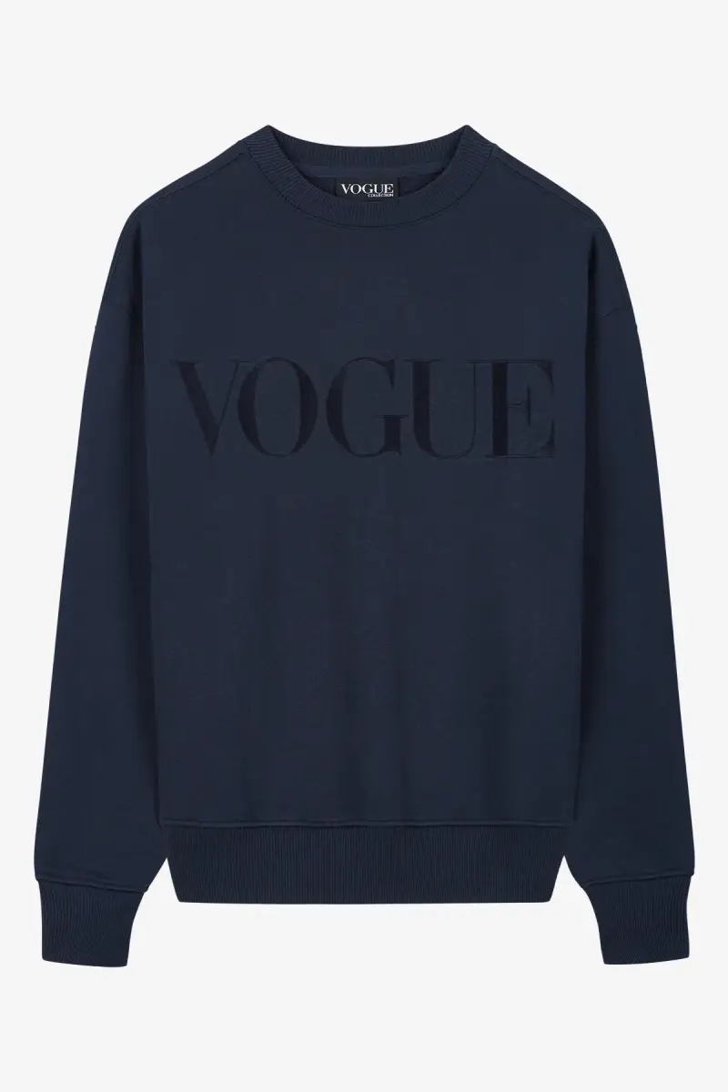 VOGUE Collection Felpa VOGUE blu navy con logo ricamato tono su tono Blue