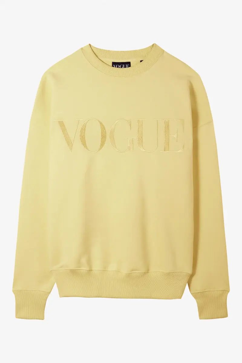 VOGUE Collection Felpa VOGUE giallo pastello con logo ricamato Yellow