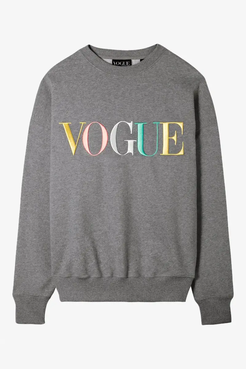 VOGUE Collection Felpa VOGUE grigia con logo ricamato arcobaleno Gray