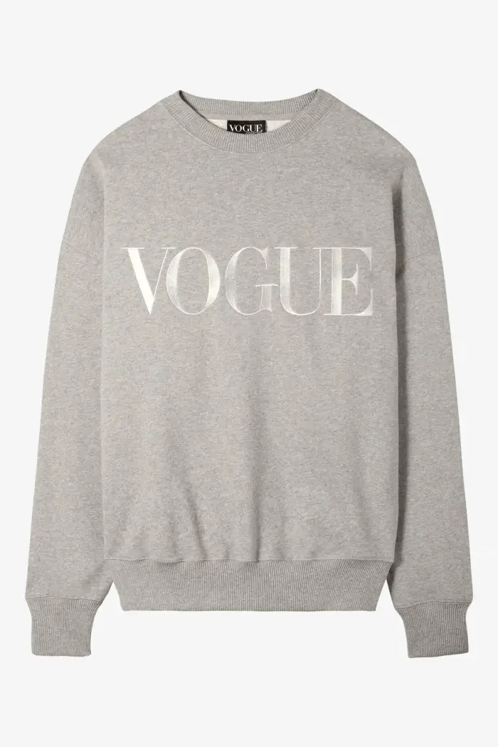 VOGUE Collection Felpa VOGUE grigia con logo ricamato Gray