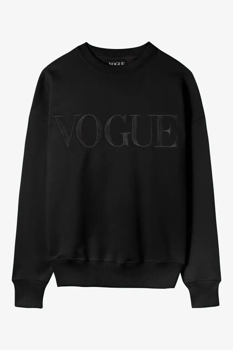 VOGUE Collection Felpa VOGUE nera con logo ricamato