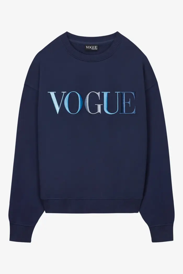VOGUE Collection Felpa VOGUE Retro Sports blu navy con logo ricamato colorato Blue