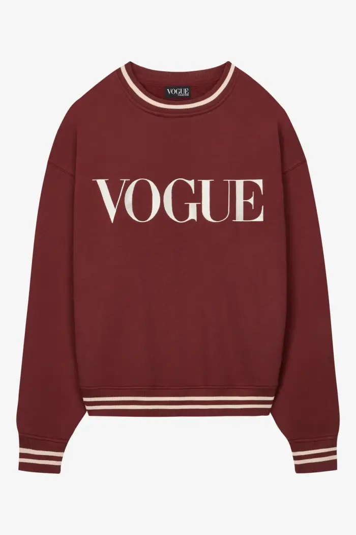 VOGUE Collection Felpa VOGUE Retro Sports bordeaux con logo crema ricamato Red