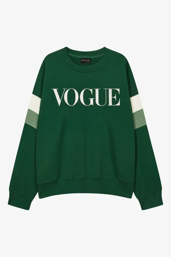 VOGUE Collection Felpa VOGUE Retro Sports verde con dettagli a contrasto Green