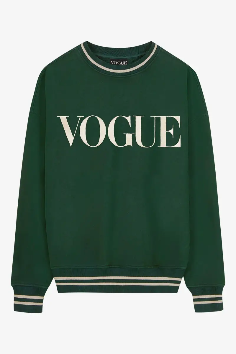 VOGUE Collection Felpa VOGUE Retro Sports verde con logo ricamato bianco Green