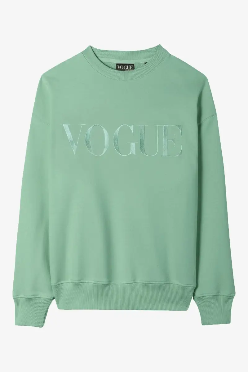 VOGUE Collection Felpa VOGUE verde acqua con logo ricamato Green