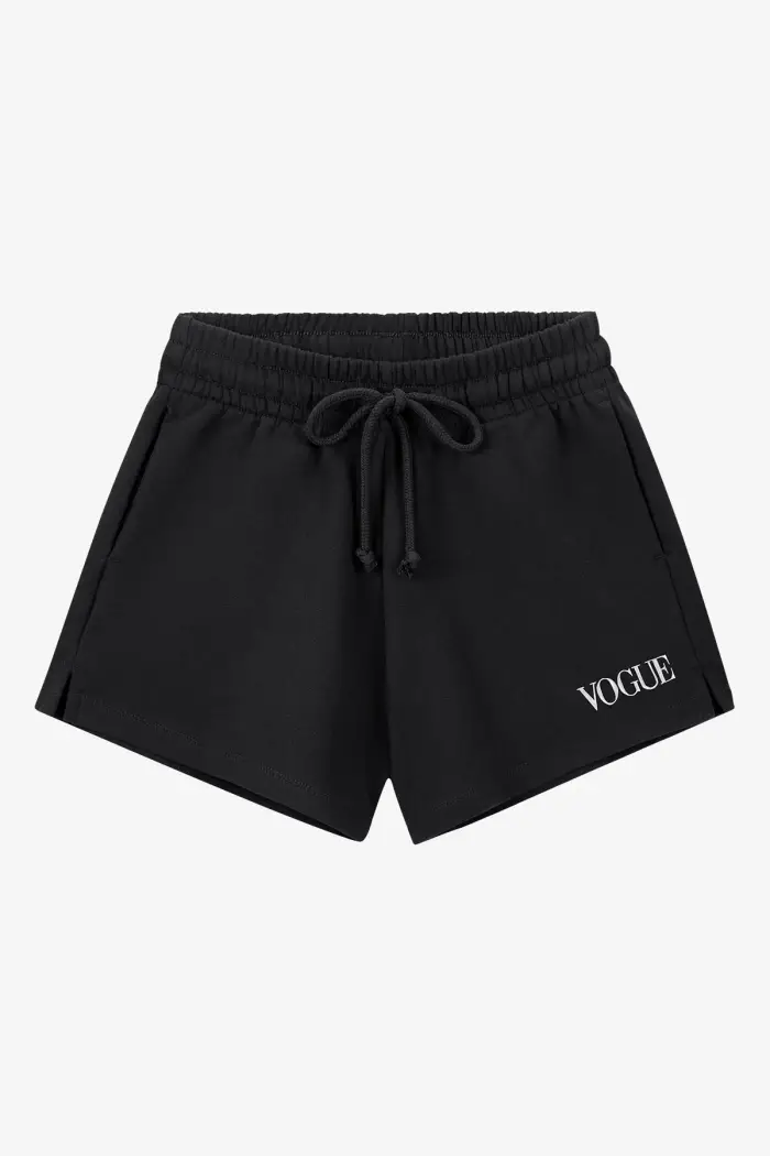 VOGUE Collection Pantaloncini VOGUE neri con logo ricamato bianco Black
