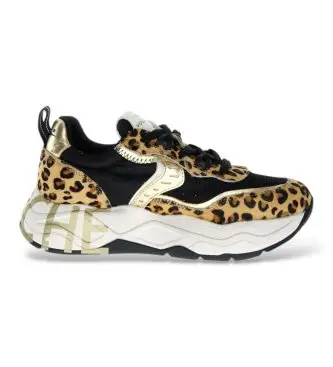 Voile blanche per donna 2017475 Sneakers in Pelle Club105 beige, 3 a 5cm, Stringhe, Casual, Animal Print