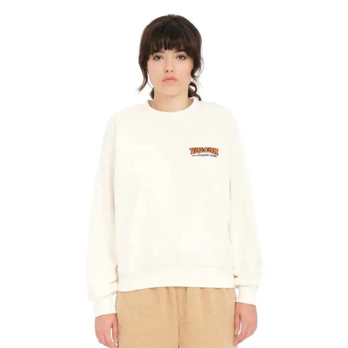 Volcom Felpa a girocollo donna Too Doo Blanc