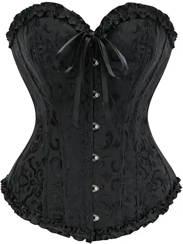 Vrapo Corsetto Bustino da donna, Corset con lacci in vita, lingerie modellante, Nero