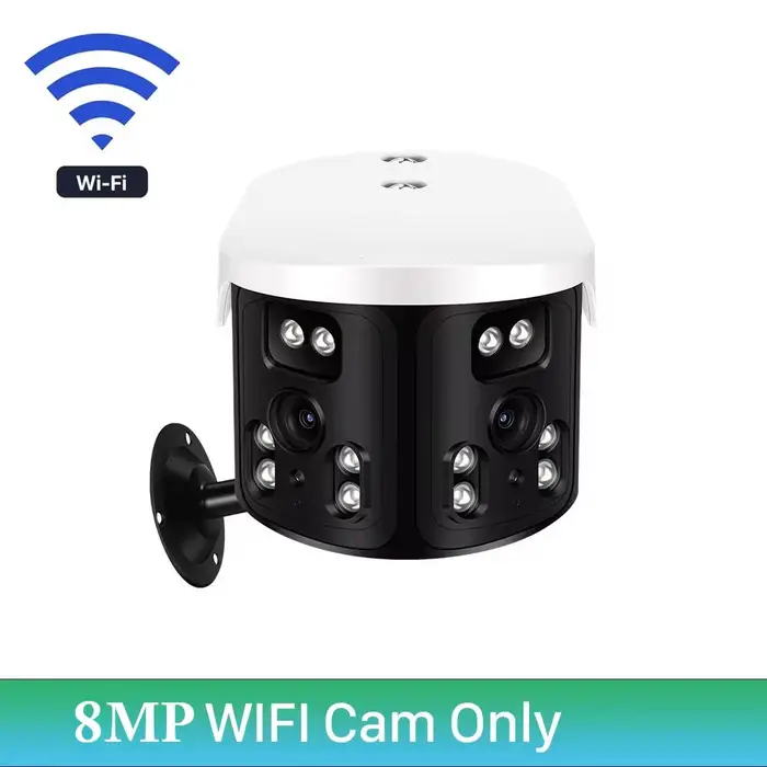 Telecamera di sicurezza WiFi 4K 8MP esterna fissa 180° grandangolare panoramica telecamera video sorveglianza impermeabile CCTV telecamere a doppio obiettivo 4MP 8MP Camera