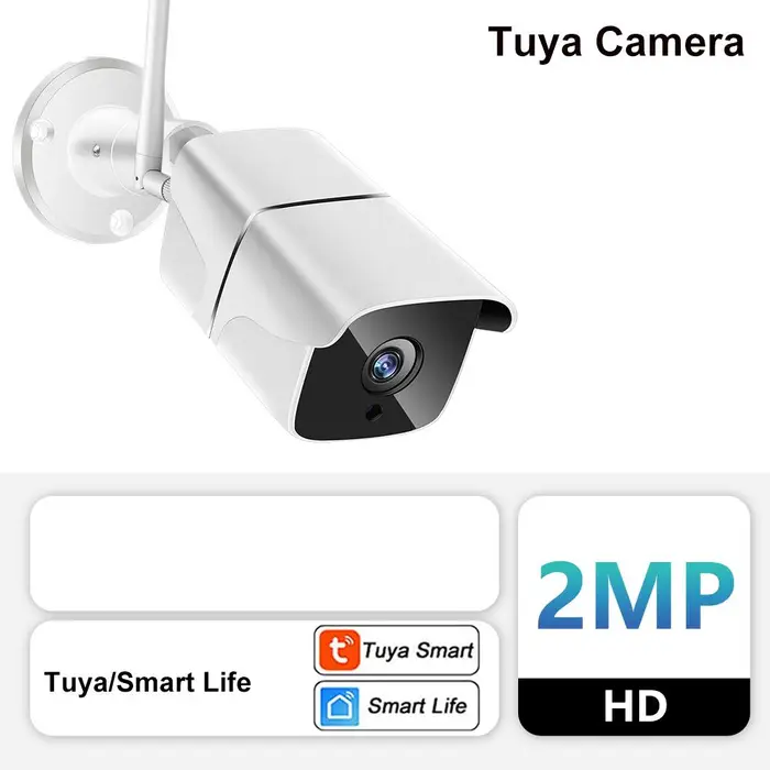 Telecamera IP Bullet Tuya Esterno Angolo Ampio 120° 1080P Telecamere di Sicurezza WiFi Smart Home Rilevamento Movimento Scocca in Metallo Webcam Alexa Tuya Camera