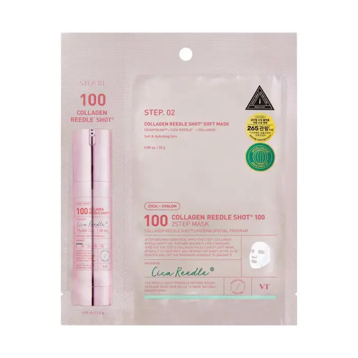 VT COSMETICS Viso COLLAGEN REEDLE SHOT 100 2 Step Mask - Maschera Lifting
