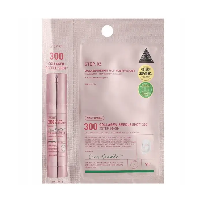 VT COSMETICS Viso COLLAGEN REEDLE SHOT 300 2 Step Mask - Maschera Idratante