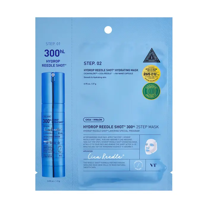 VT COSMETICS Viso HYDROP REEDLE SHOT 300HL 2 Step Mask - Maschera Idratante