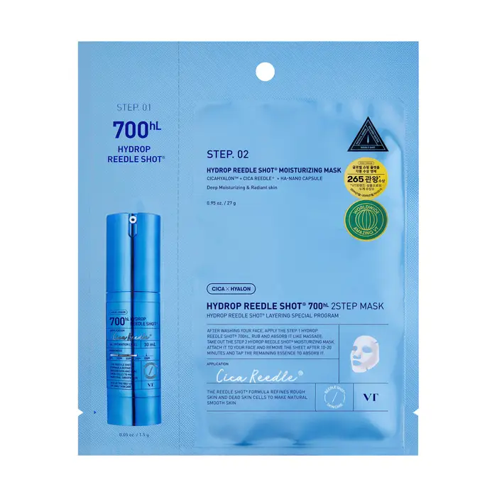 VT COSMETICS Viso HYDROP REEDLE SHOT 700HL 2 Step Mask - Maschera Idratante