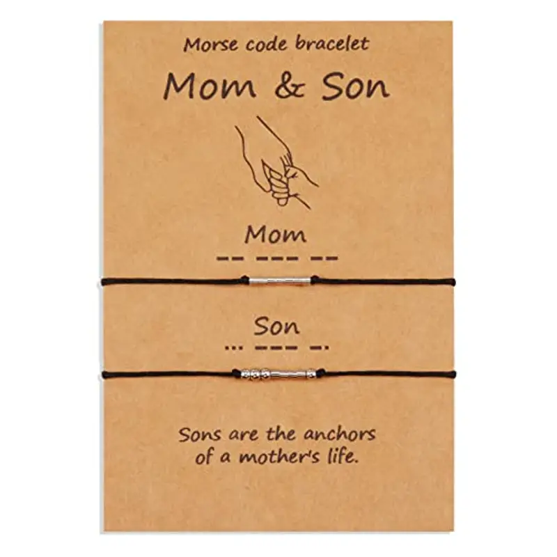 VU100 2 pezzi Bracciale codice Morse Regalo di compleanno Gioielli Regalo fatto a mano per mamma e figlio