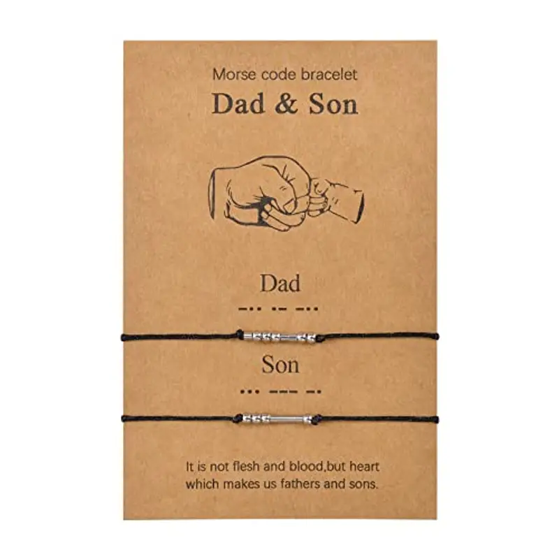 VU100 2 pezzi Bracciale codice Morse Regalo per la festa del papà Gioielli regalo fatto a mano per papà e figlio