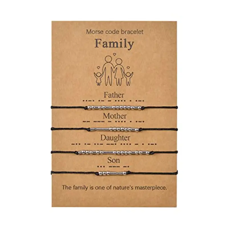 VU100 Set di 2/4 bracciale Morse codice festa del papà regalo gioielli regalo regolabile dimensione festa del papà regalo misura regolabile