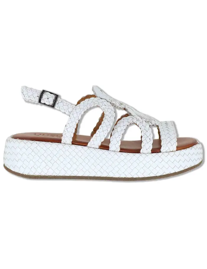 Vueva Sandali in pelle intrecciata bianca con zeppa Donna WD511R04 500013