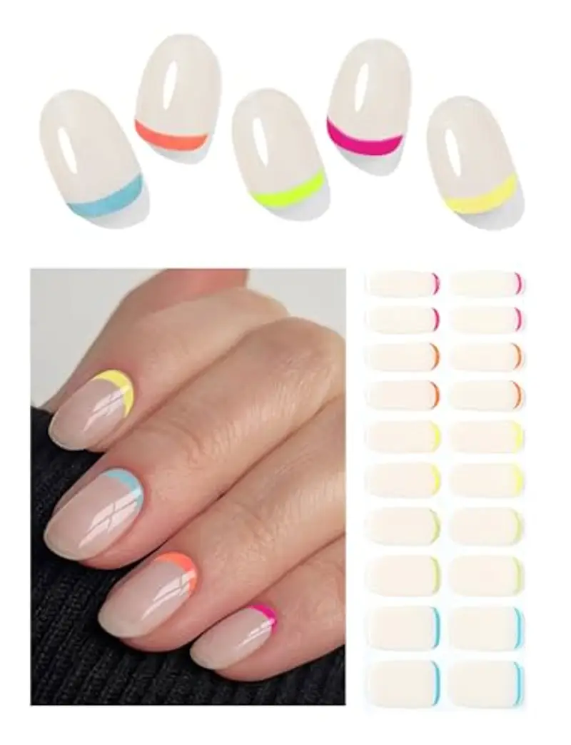 Wahrshei Unghie Gel Adesive UV | Beige Gelatinoso Smalto Adesivo Gel UV | 20 PCS Pellicola per Unghie Autoadesiva