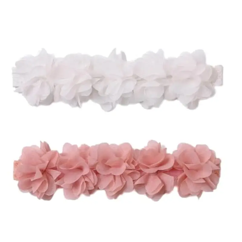 WeddHuis 2 pezzi Baby Hairband Chiffon Flower Headband Flower Crown Baby Hair Accessories Newborn Baby Toddler Children Newborn Hairband