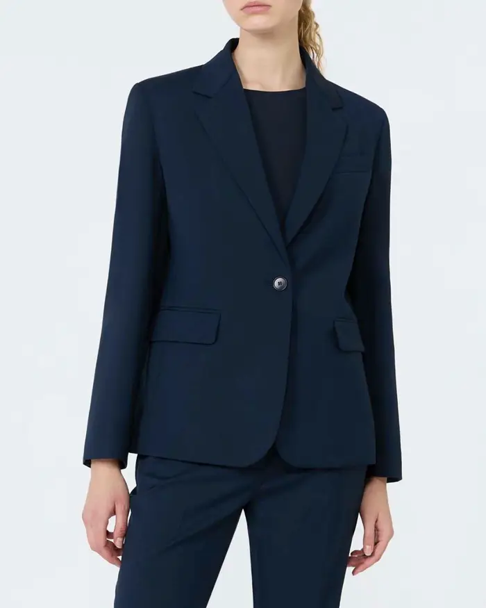 Weekend Max Mara Blazer monopetto sfiancato blu in pura lana