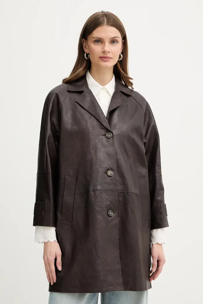 Weekend Max Mara cappotto in pelle CAMINO Marrone