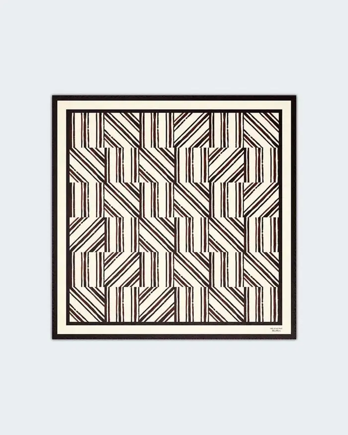 Weekend Max Mara Foulard in twill di seta avorio con motivo geometrico marrone