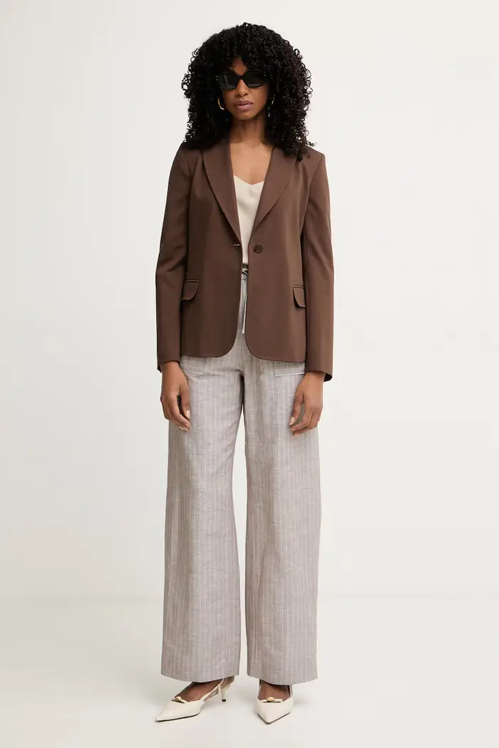 Weekend Max Mara giacca monopetto da donna con viscosa CARBONE Marrone