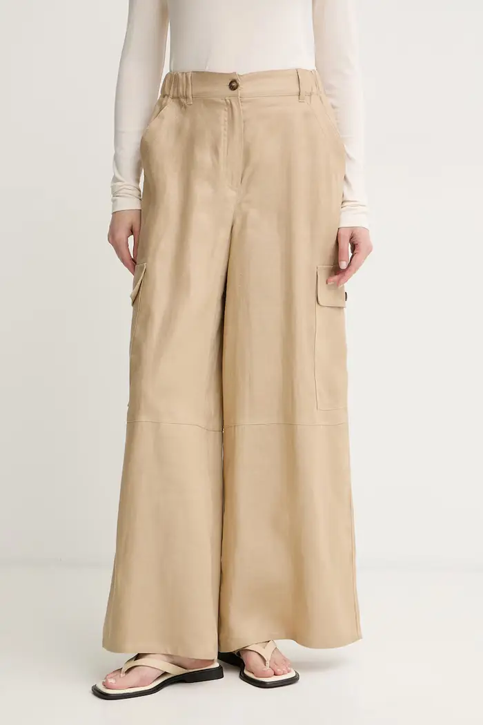 Weekend Max Mara pantaloni cargo da donna in lino Beige
